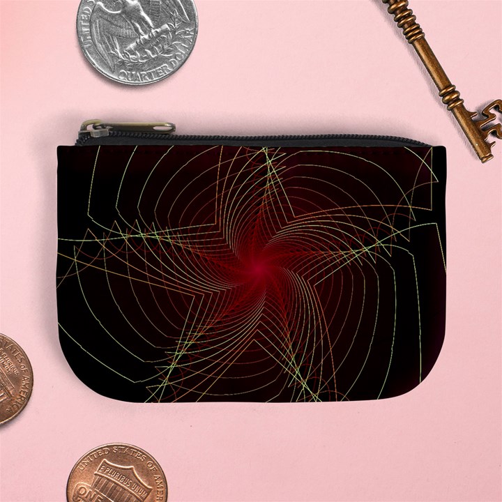 Fractal Red Star Isolated On Black Background Mini Coin Purses