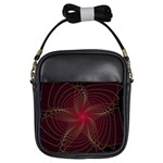 Fractal Red Star Isolated On Black Background Girls Sling Bags Front