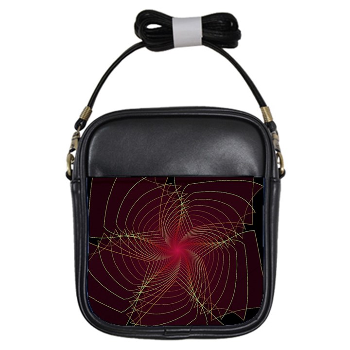 Fractal Red Star Isolated On Black Background Girls Sling Bags