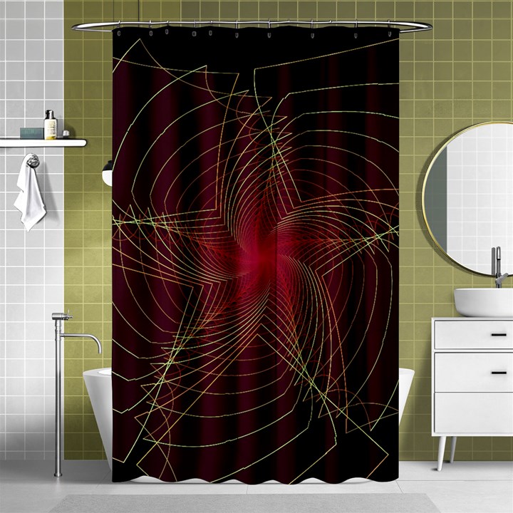 Fractal Red Star Isolated On Black Background Shower Curtain 48  x 72  (Small) 