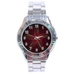 Fractal Red Star Isolated On Black Background Stainless Steel Analogue Watch by Amaryn4rt