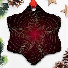 Fractal Red Star Isolated On Black Background Snowflake Ornament (two Sides) by Amaryn4rt