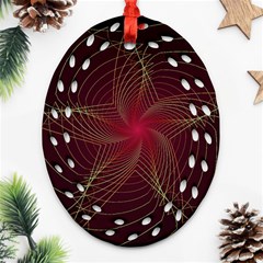 Fractal Red Star Isolated On Black Background Ornament (oval Filigree) by Amaryn4rt