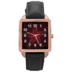 Fractal Red Star Isolated On Black Background Rose Gold Leather Watch  by Amaryn4rt