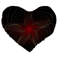 Fractal Red Star Isolated On Black Background Large 19  Premium Flano Heart Shape Cushions by Amaryn4rt