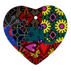 Digitally Created Abstract Patchwork Collage Pattern Ornament (heart) by Amaryn4rt