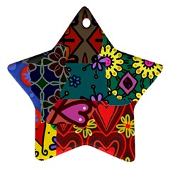 Digitally Created Abstract Patchwork Collage Pattern Ornament (star) by Amaryn4rt