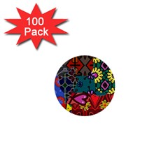 Digitally Created Abstract Patchwork Collage Pattern 1  Mini Buttons (100 Pack)  by Amaryn4rt