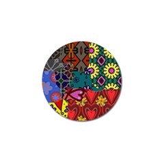 Digitally Created Abstract Patchwork Collage Pattern Golf Ball Marker by Amaryn4rt