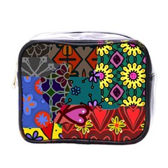 Digitally Created Abstract Patchwork Collage Pattern Mini Toiletries Bags by Amaryn4rt