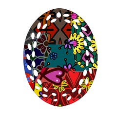 Digitally Created Abstract Patchwork Collage Pattern Ornament (oval Filigree) by Amaryn4rt