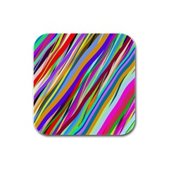 Multi Color Tangled Ribbons Background Wallpaper Rubber Square Coaster (4 Pack)  by Amaryn4rt