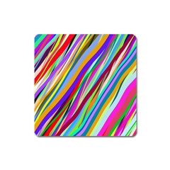 Multi Color Tangled Ribbons Background Wallpaper Square Magnet by Amaryn4rt