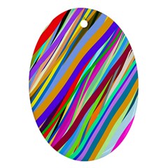 Multi Color Tangled Ribbons Background Wallpaper Oval Ornament (two Sides) by Amaryn4rt