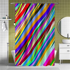 Multi Color Tangled Ribbons Background Wallpaper Shower Curtain 48  X 72  (small)  by Amaryn4rt