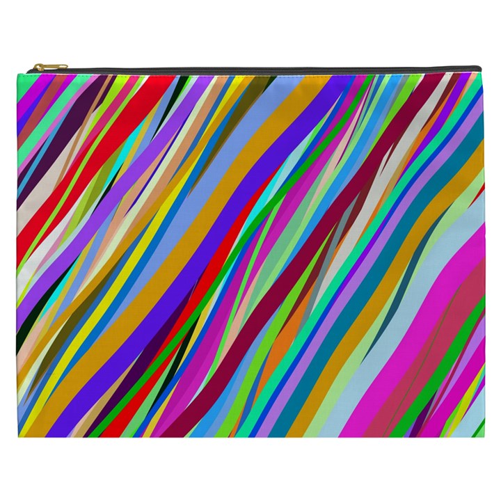 Multi Color Tangled Ribbons Background Wallpaper Cosmetic Bag (XXXL) 