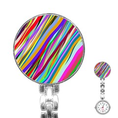 Multi Color Tangled Ribbons Background Wallpaper Stainless Steel Nurses Watch by Amaryn4rt