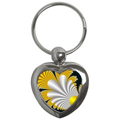 Fractal Gold Palm Tree On Black Background Key Chains (heart)  by Amaryn4rt