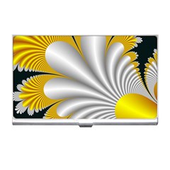 Fractal Gold Palm Tree On Black Background Business Card Holders by Amaryn4rt