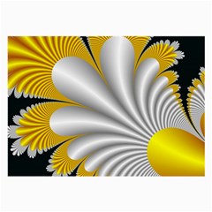 Fractal Gold Palm Tree On Black Background Large Glasses Cloth (2-side) by Amaryn4rt