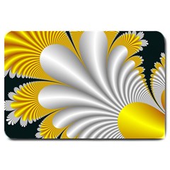 Fractal Gold Palm Tree On Black Background Large Doormat  by Amaryn4rt