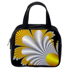 Fractal Gold Palm Tree On Black Background Classic Handbags (one Side) by Amaryn4rt