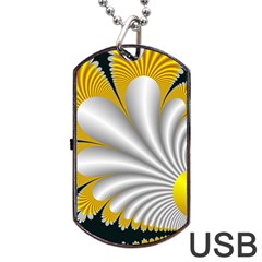 Fractal Gold Palm Tree On Black Background Dog Tag Usb Flash (two Sides)