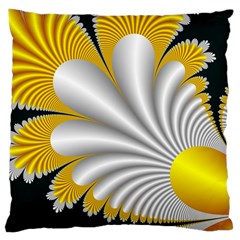 Fractal Gold Palm Tree On Black Background Large Cushion Case (two Sides) by Amaryn4rt