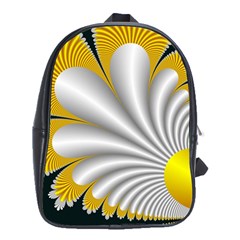 Fractal Gold Palm Tree On Black Background School Bags (xl)  by Amaryn4rt