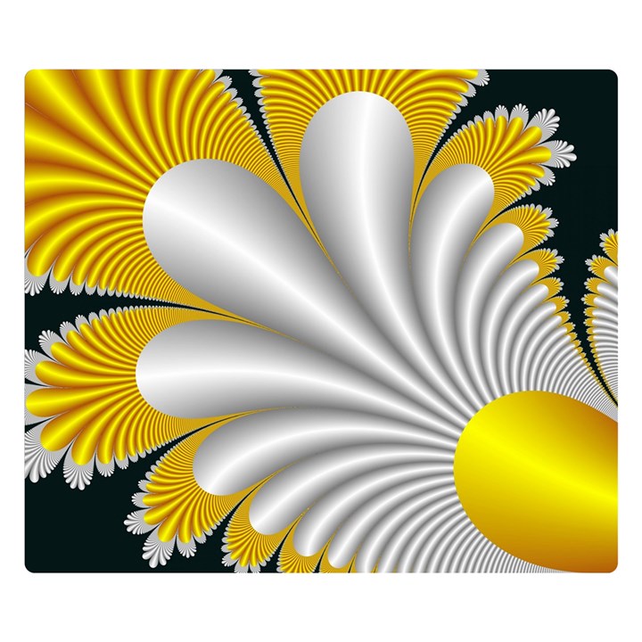 Fractal Gold Palm Tree On Black Background Double Sided Flano Blanket (Small) 