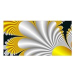 Fractal Gold Palm Tree On Black Background Satin Shawl Front