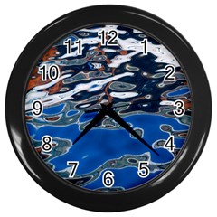 Colorful Reflections In Water Wall Clocks (black) by Amaryn4rt