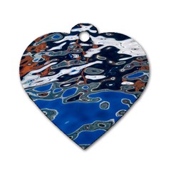 Colorful Reflections In Water Dog Tag Heart (one Side) by Amaryn4rt