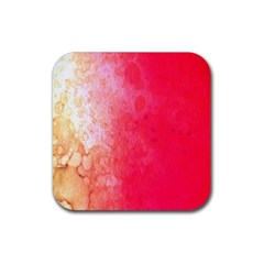 Abstract Red And Gold Ink Blot Gradient Rubber Coaster (square)  by Amaryn4rt