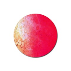 Abstract Red And Gold Ink Blot Gradient Rubber Coaster (round)  by Amaryn4rt