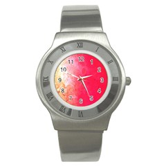 Abstract Red And Gold Ink Blot Gradient Stainless Steel Watch by Amaryn4rt