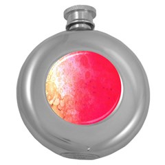 Abstract Red And Gold Ink Blot Gradient Round Hip Flask (5 Oz) by Amaryn4rt