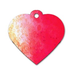 Abstract Red And Gold Ink Blot Gradient Dog Tag Heart (one Side) by Amaryn4rt