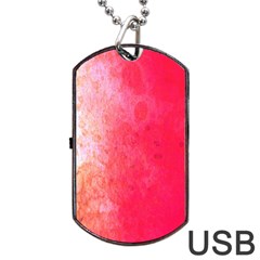 Abstract Red And Gold Ink Blot Gradient Dog Tag Usb Flash (two Sides)