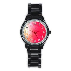 Abstract Red And Gold Ink Blot Gradient Stainless Steel Round Watch by Amaryn4rt