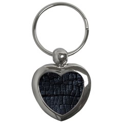 Black Burnt Wood Texture Key Chains (heart)  by Amaryn4rt