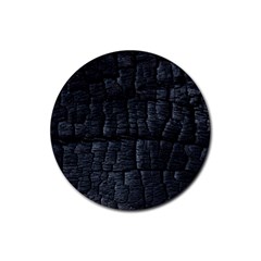 Black Burnt Wood Texture Rubber Coaster (round)  by Amaryn4rt