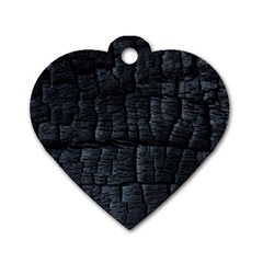 Black Burnt Wood Texture Dog Tag Heart (one Side) by Amaryn4rt