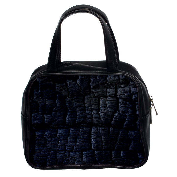 Black Burnt Wood Texture Classic Handbags (2 Sides)