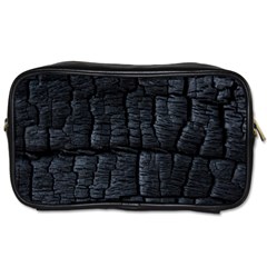 Black Burnt Wood Texture Toiletries Bags 2-side by Amaryn4rt