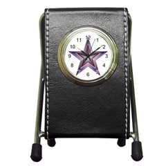 Star Abstract Geometric Art Pen Holder Desk Clocks by Amaryn4rt