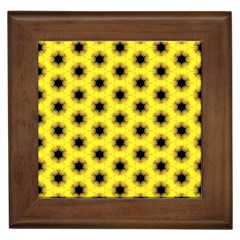 Yellow Fractal In Kaleidoscope Framed Tiles by Amaryn4rt