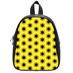 Yellow Fractal In Kaleidoscope School Bags (small)  by Amaryn4rt