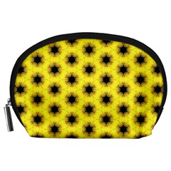 Yellow Fractal In Kaleidoscope Accessory Pouches (large)  by Amaryn4rt