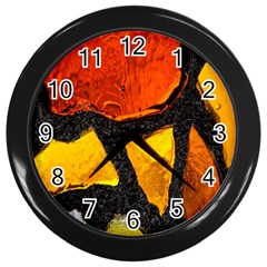 Colorful Glass Mosaic Art And Abstract Wall Background Wall Clocks (black) by Amaryn4rt